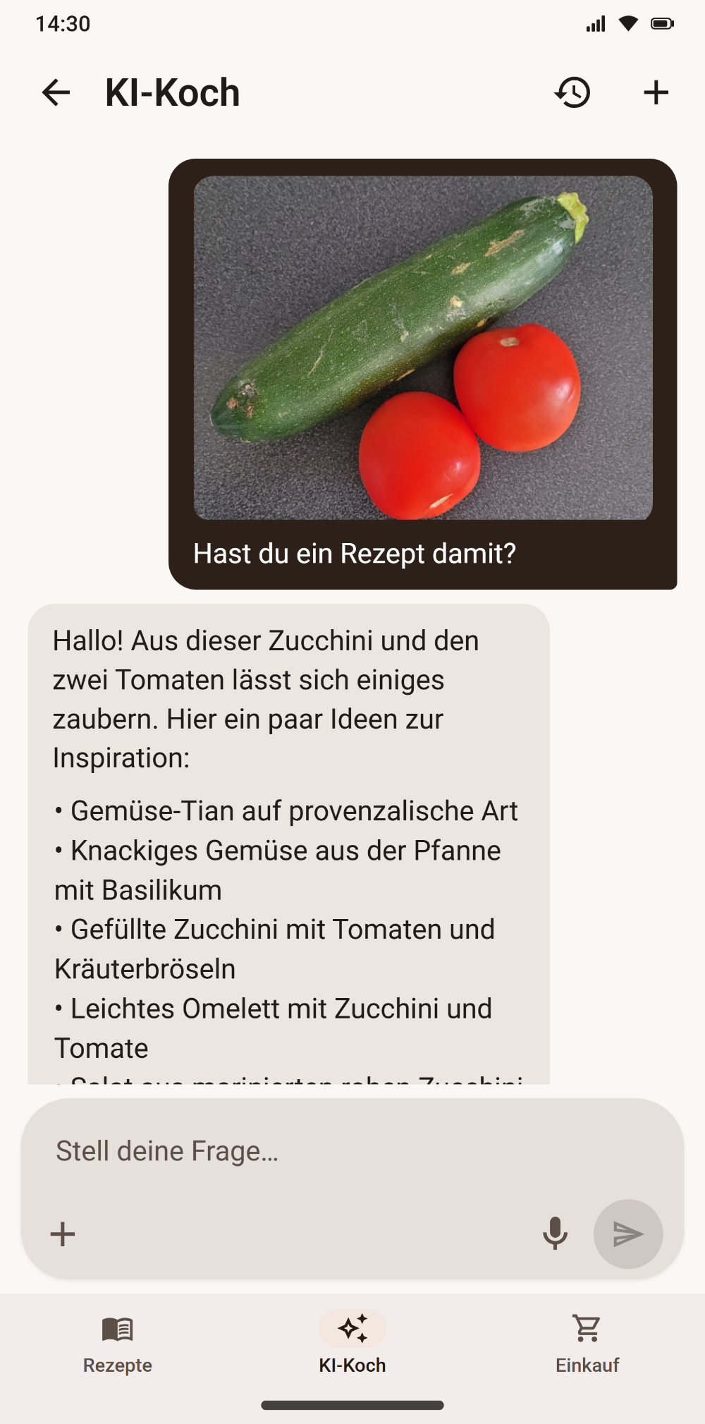 Der KI-Koch von Savoria schlägt Rezeptideen vor