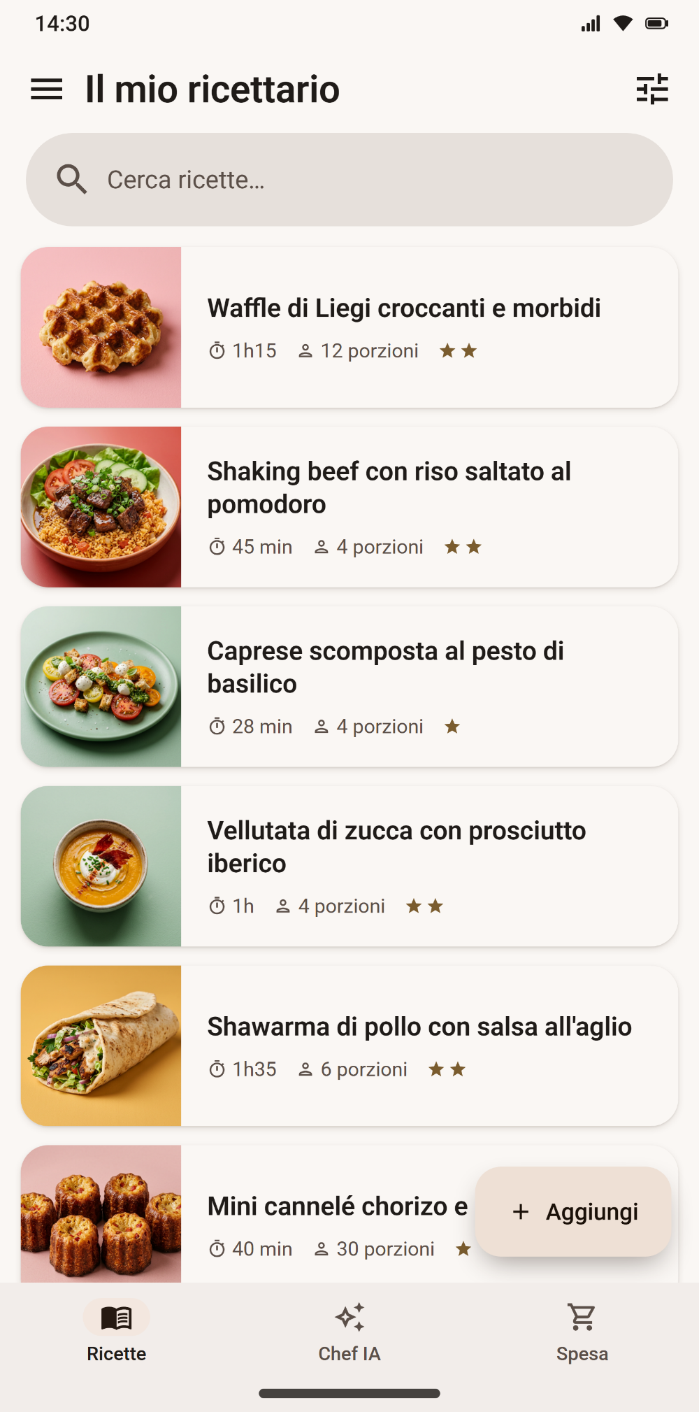 Il ricettario dell'utente in Savoria
