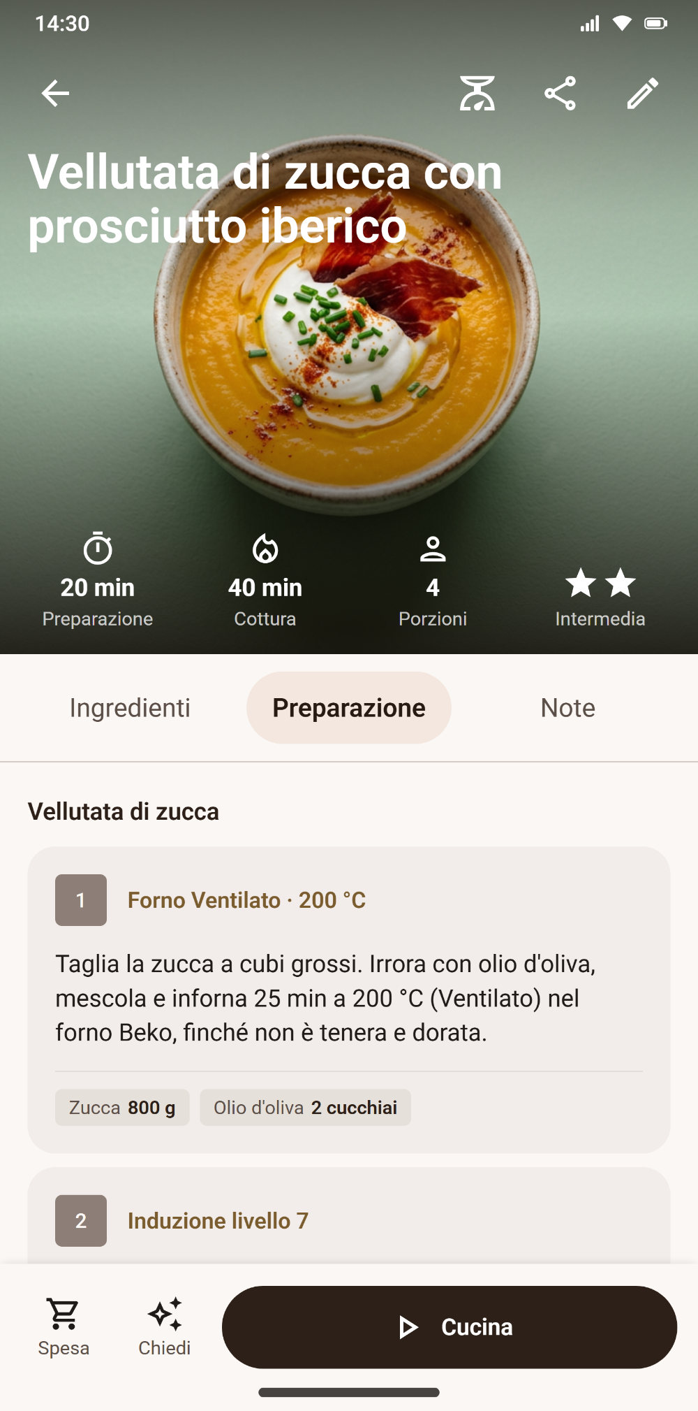 Scheda ricetta di Savoria con i passaggi di cottura adattati al forno dell'utente